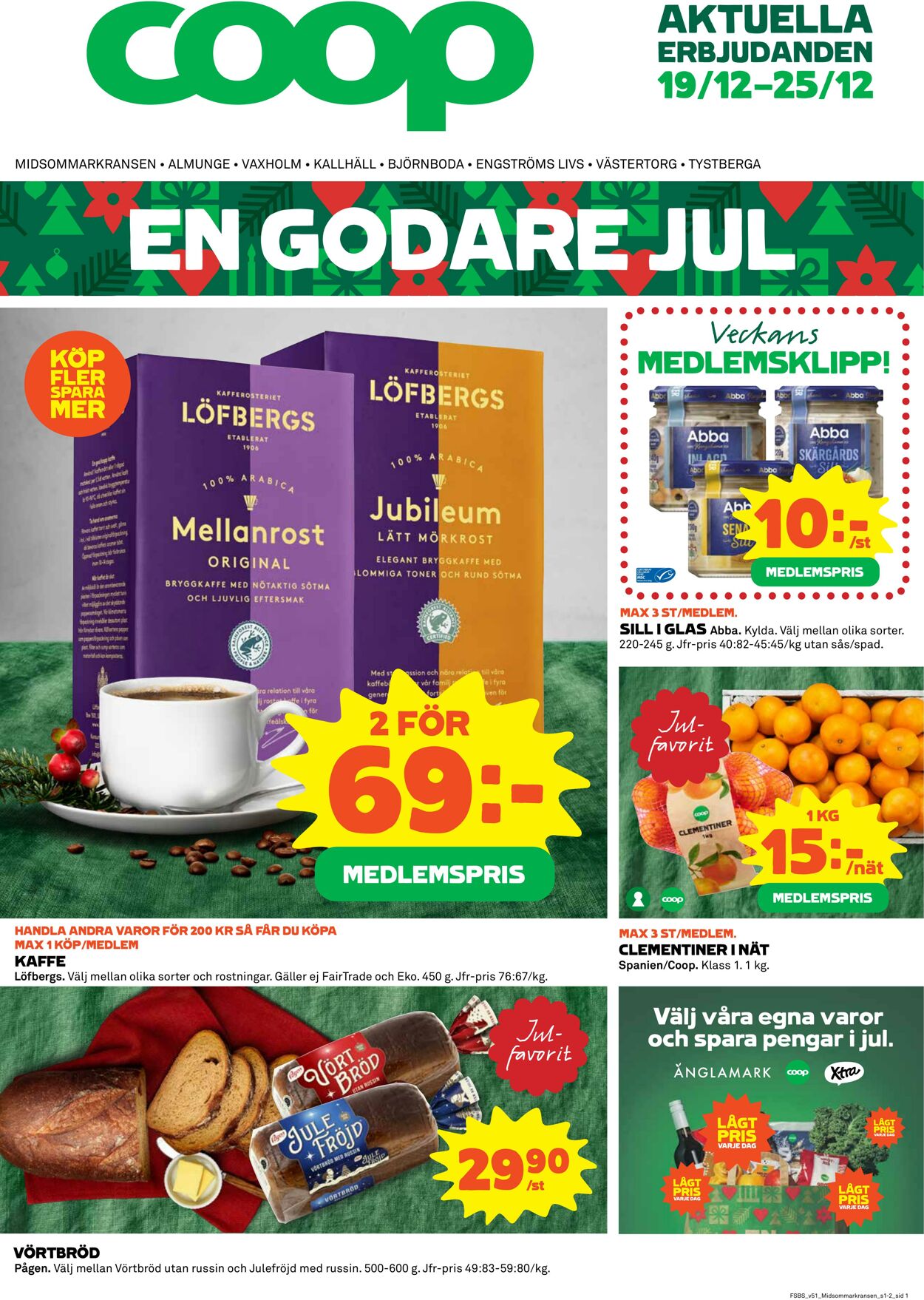 Erbjudanden Coop 19.12.2022 - 25.12.2022