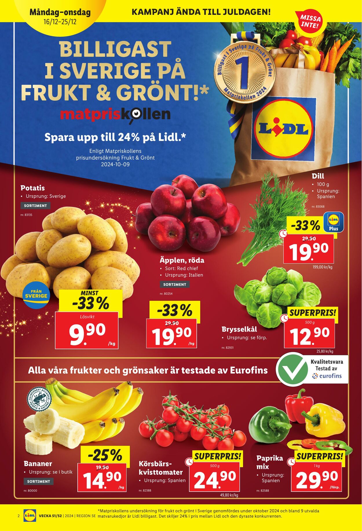 Erbjudanden Lidl 16.12.2024 - 25.12.2024